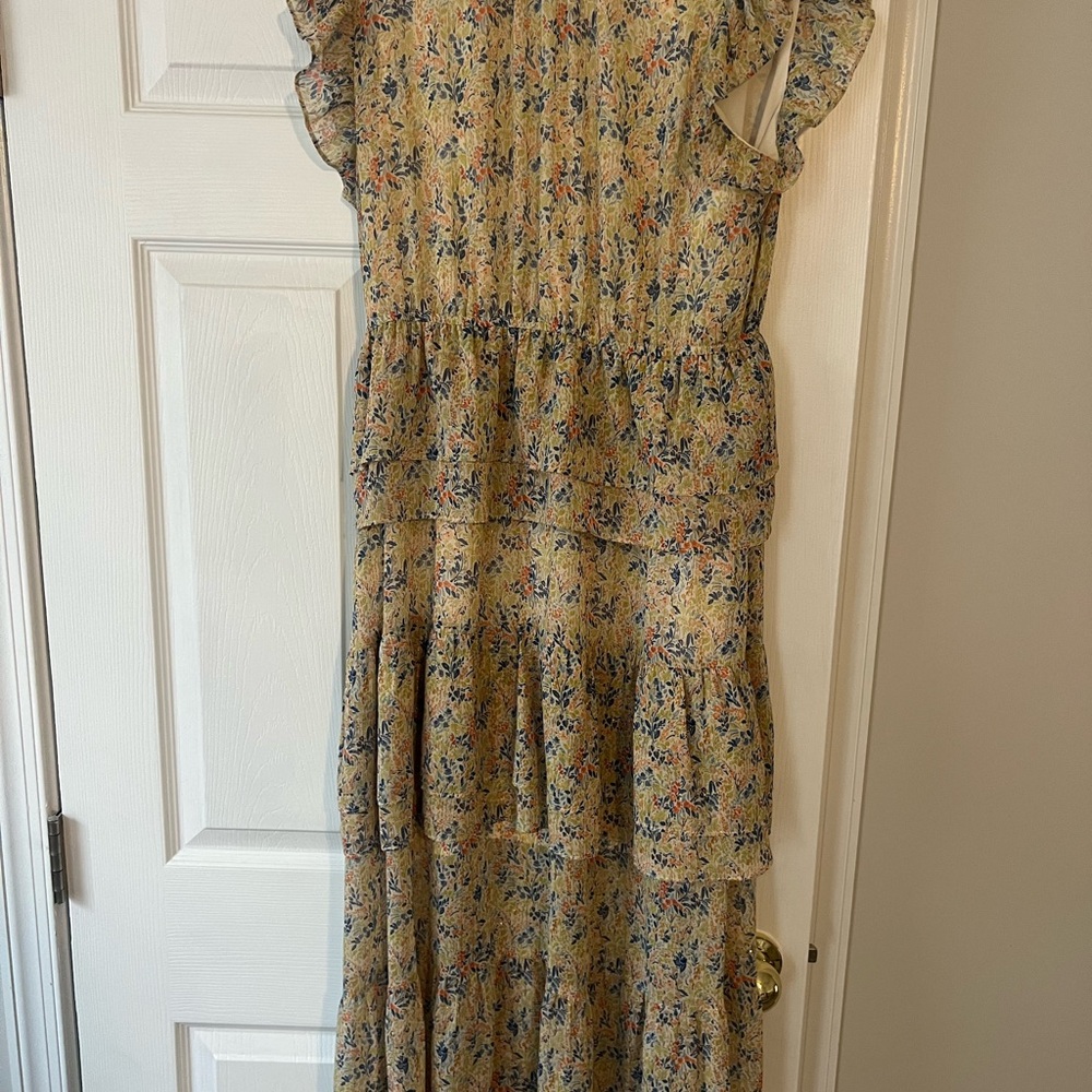 Floral Ruffle Sleeve Maxi Dress